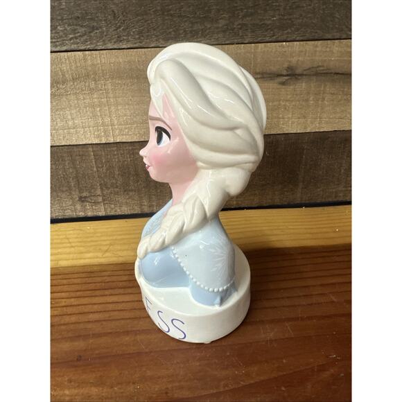 Disney Frozen Elsa Coin Piggy Bank Ceramic Statue FEARLESS Blue - Picture 4 of 5